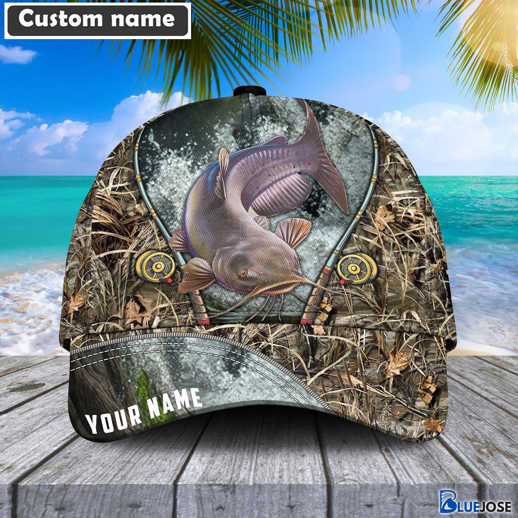 BlueJose Custom Name Catfish Fishing Rod Cap – Blue Jose