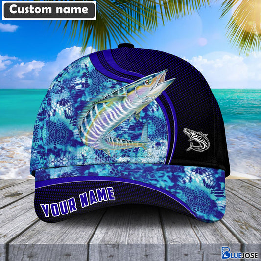 BlueJose Blue Patchy Wahoo Fishing Personalized Cap