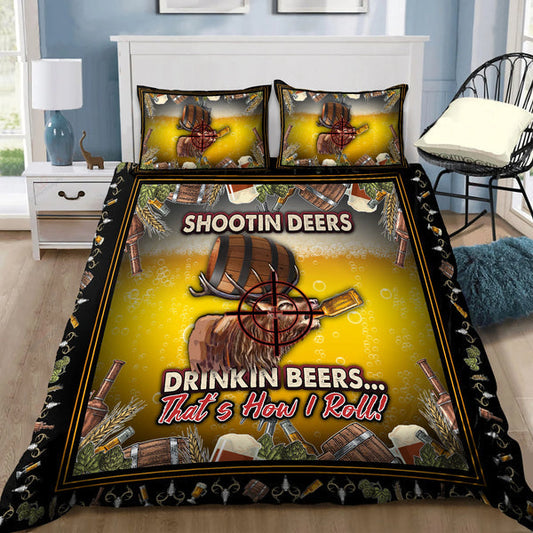 Bluejose Hunting Deer Drinking Beer Bedding Set