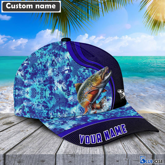 BlueJose Blue Patchy Trout Fishing Personalized Cap