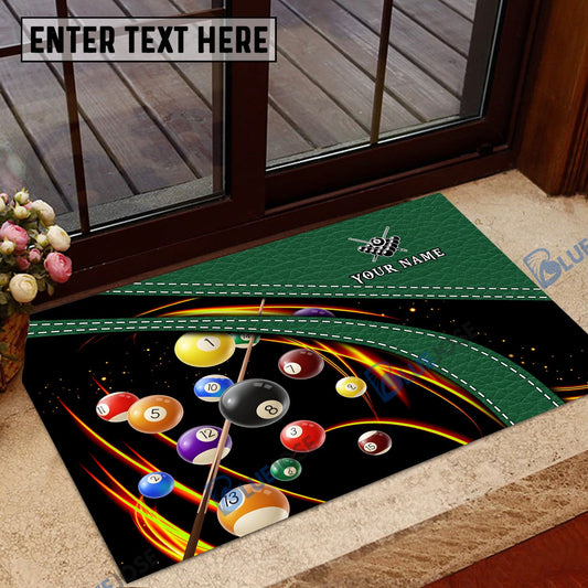 BlueJose Billiards Green Personalized Name Doormat