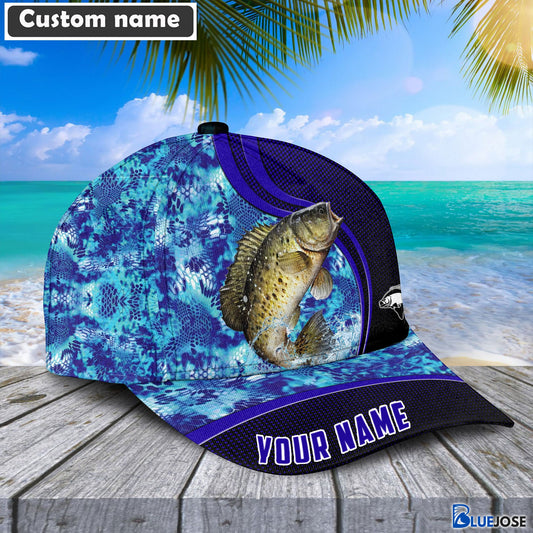 BlueJose Blue Patchy Crappie Fishing Personalized Cap