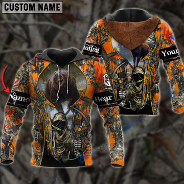 BlueJose Customized Name Bear Hunting Grim Reaper 3D Shirts