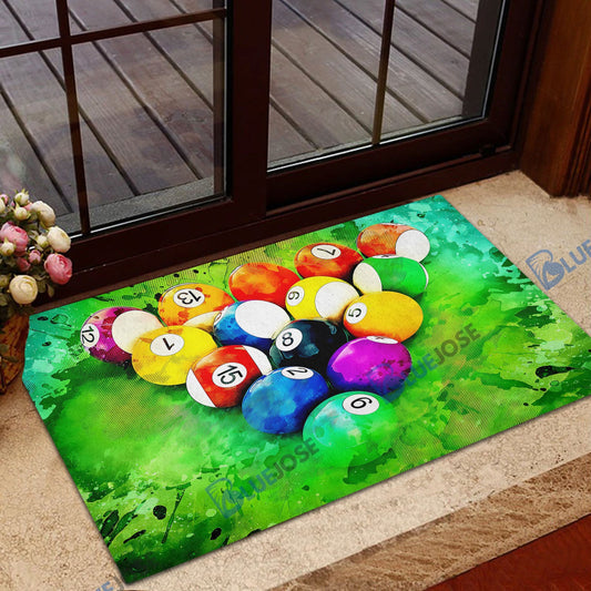 BlueJose Billiards Watercolor Art Doormat