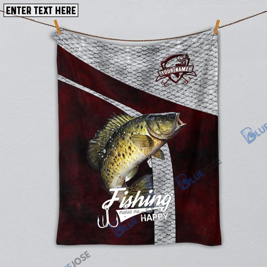 BlueJose Custom Name Crappie Fishing Red Blanket