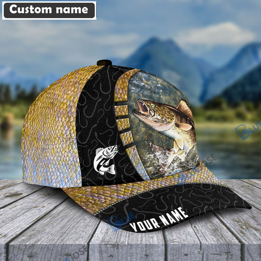 BlueJose Personalized Walleye Fishing Hook Camo Classic Cap