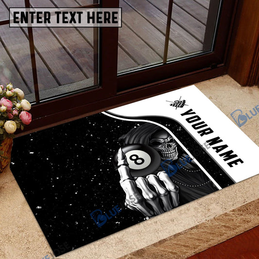 BlueJose Billiards Reaper Black Personalized Name Doormat