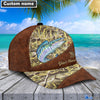 BlueJose Personalized Wahoo Fishing Leather Pattern Cap