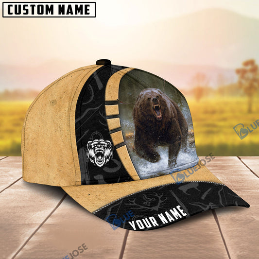 BlueJose Bear Hunting Black & Yellow Personalized Cap