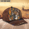 BlueJose Deer Hunting Leather Pattern Personalized Name Cap