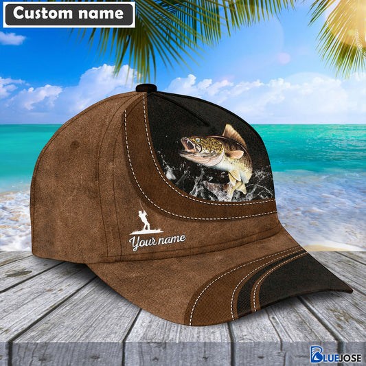 BlueJose Custom Name Walleye Fishing Happiness Cap