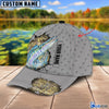 BlueJose Custom Name Wahoo Fishing Grey 3D Cap