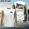 Bluejose Speckled Trout Fishing American Flag Custom Long Sleeve Performance Fishing Shirts, Patriotic