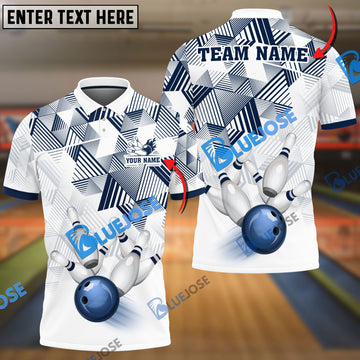 BlueJoses Bowling And Pins Triangle Art Customized Name 3D Shirt (6 Colors)