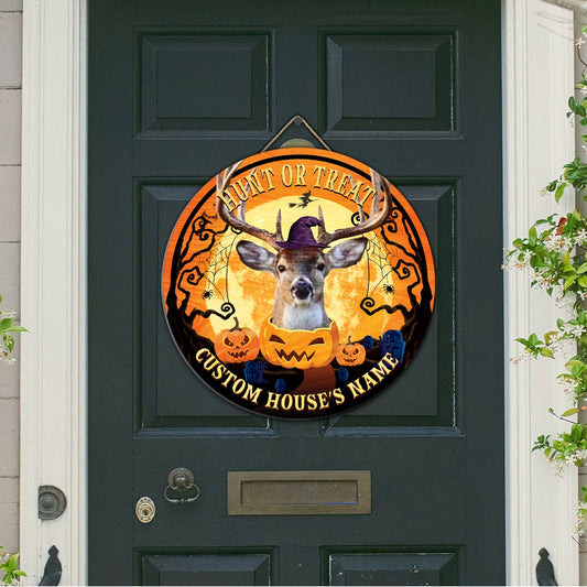 BlueJose White-tailed Deer Halloween Wooden Sign