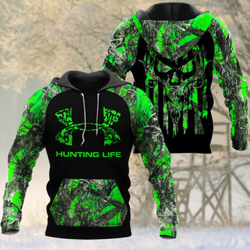 BlueJose Hunting Life 3D Shirts (Green & Grey Color)