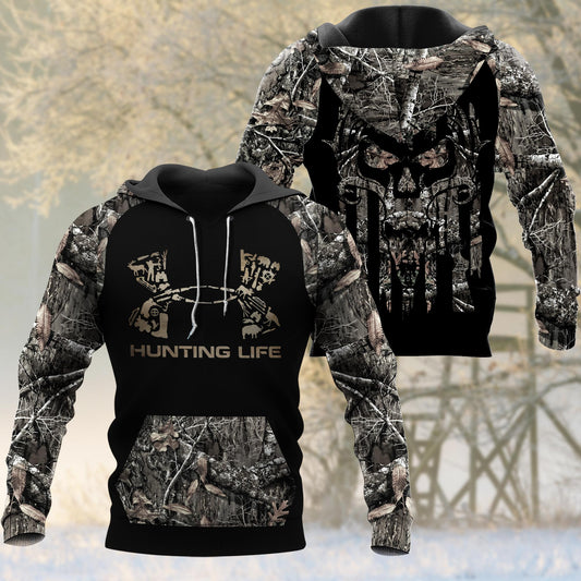 BlueJose Hunting Life 3D Shirts (Green & Grey Color)