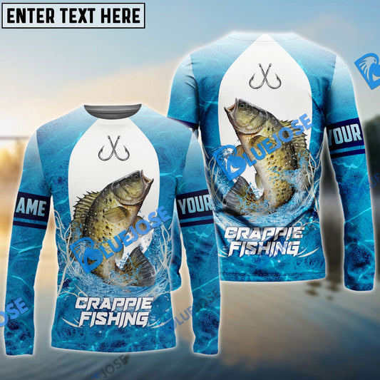 BlueJose Customize Name Crappie Fishing Blue Wave 3D Shirts