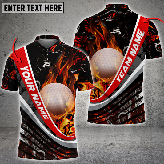 BlueJoses Golf Flaming Magma Multicolor Customized Name 3D Shirt (4 Colors)