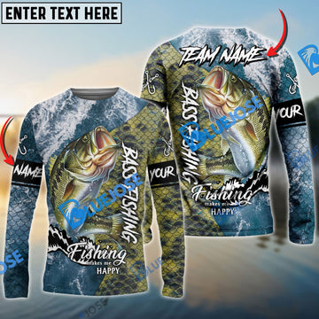 Bluejose Bass Fishing Skin Seawave Custom Name & Team Name 3D Shirts