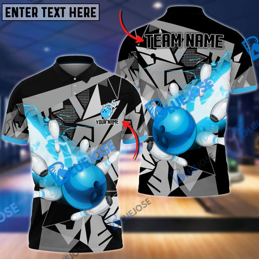 BlueJose Bowling And Pins Destroy Lightning Ray Customized Name 3D Shirt (4 Colors)