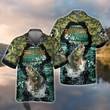 BlueJose Bass Fishing All Over Print 3D Hawaiian Shirt