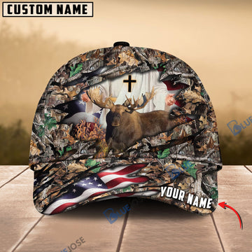 BlueJose Colorful God America Hunting Moose Multicolor Personalized Cap