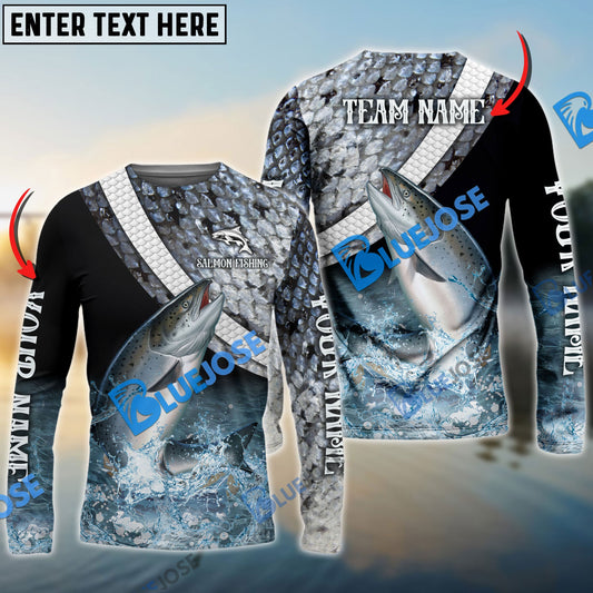 Bluejose Salmon Fishing Skin Water Custom Name & Team Name 3D Shirts