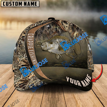 BlueJose Personalized Crappie Fishing Grass Nature Classic Cap