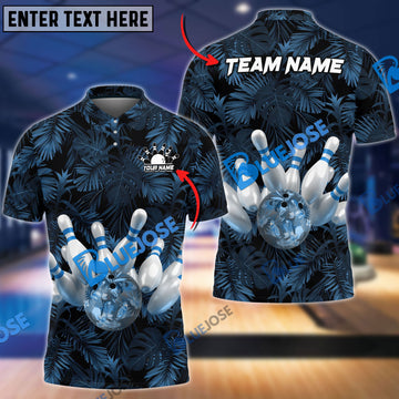 BlueJose Bowling And Pins Tropical Pattern Customized Name 3D Shirt (4 Colors)