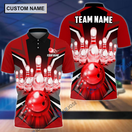 BlueJoses Tornado Pattern Bowling And Pins Personalized Name Team Name 3D Shirt