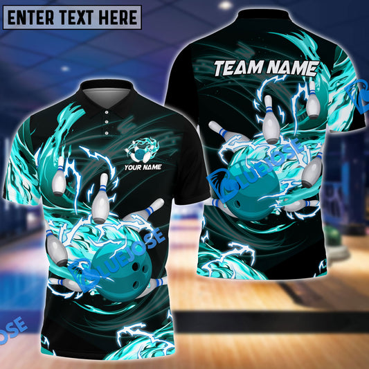 BlueJose Bowling And Pins Breath Of Thunder Flame Customized Name 3D Shirt (4 Colors)