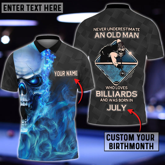 BlueJose Blue Skull Billiards Old Man Plays Born In Personalized Unisex Shirt