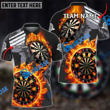 BlueJose Darts Wall Of Flame War Personalized Name, Team Name 3D Shirt ( 5 Colors)