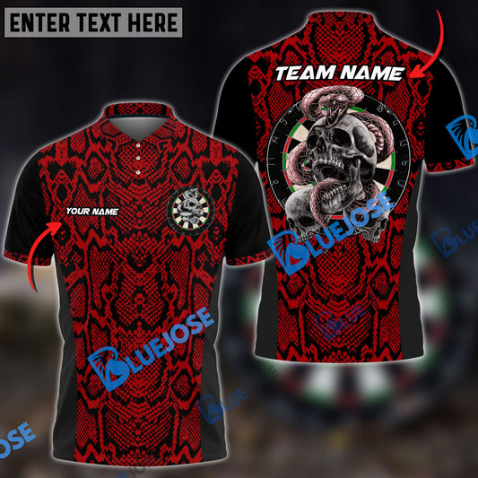 BlueJose Darts Skull Snake Skin Pattern Personalized Name, Team Name 3D Shirt (6 Colors)