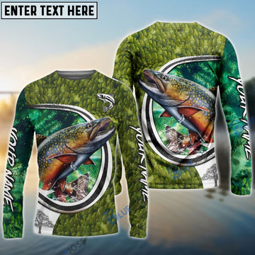 BlueJose Trout Fishing Hook Green Custom Long Sleeves Fishing Shirt