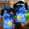 BlueJose Billiards 9 Ball Thunder Flame Strike Personalized Name Shirt (4 Colors)