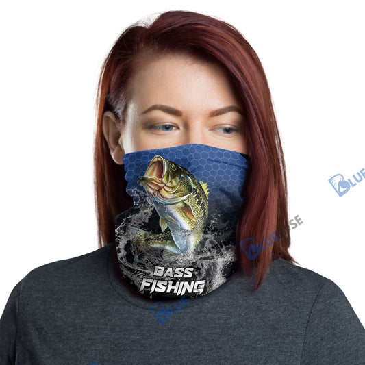 BlueJose Bass Fishing Navy Hexagon Sport Neck Gaiter