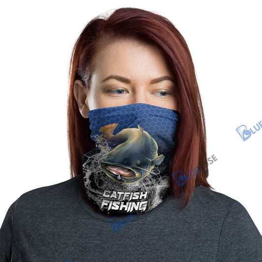 BlueJose Catfish Fishing Navy Hexagon Sport Neck Gaiter