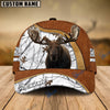 BlueJose Moose Hunting Light Brown Leather Pattern Personalized Name Cap