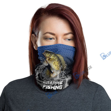 BlueJose Crappie Fishing Navy Hexagon Sport Neck Gaiter