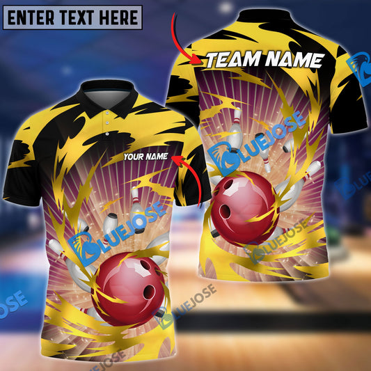 BlueJoses Bowling And Pins Tornado Throw Customized Name 3D Shirt ( 5 Colors)