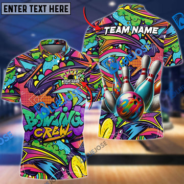 BlueJose Bowling Graffiti Crew Customized Name, Team Name 3D Shirt For Kids