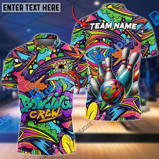 BlueJoses Bowling Graffiti Crew Customized Name, Team Name 3D Shirt