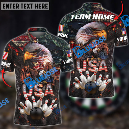 BlueJoses Bowling Eagle The Pride Of America Customized Name, Team Name 3D Shirt