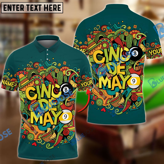 BlueJose Billiards Ball 8 And Ball 9 Cinco De Mayo Personalized Name Shirt