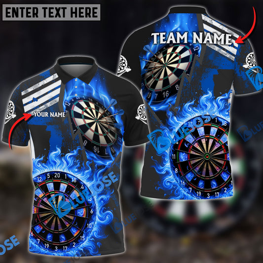 BlueJose Darts Wall Of Flame War Personalized Name, Team Name 3D Shirt ( 5 Colors)
