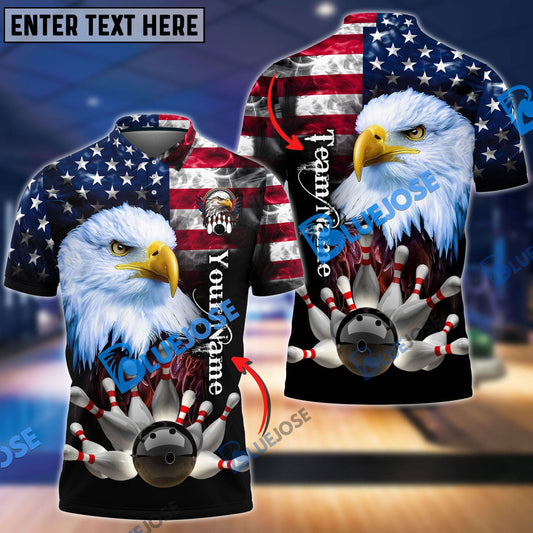 BlueJoses Bowling American Eagle Customized Name, Team Name 3D Shirt