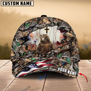 BlueJose Colorful God America Hunting Bear Multicolor Personalized Cap