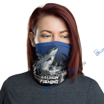 BlueJose Salmon Fishing Navy Hexagon Sport Neck Gaiter